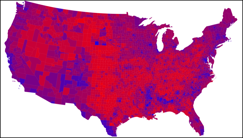 Map of US: Red vs. Blue