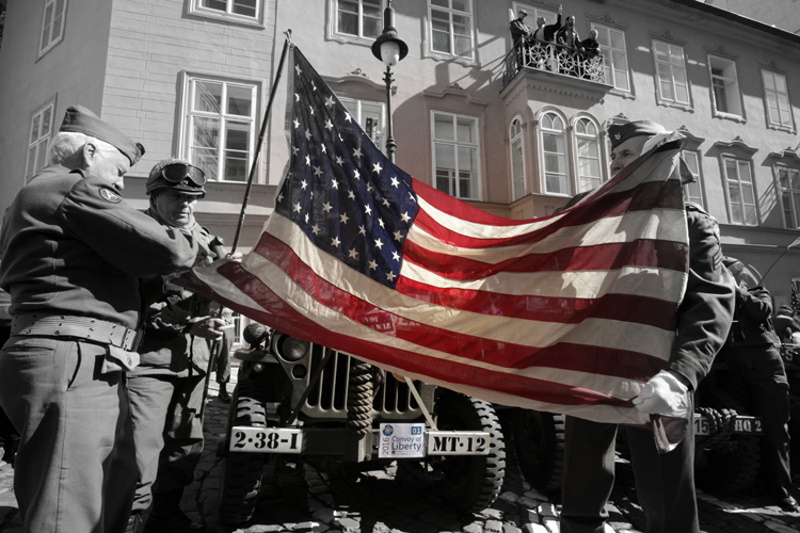 american flag in prague